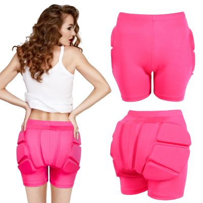 Panitay 2 Pcs Eva Protective Padded Shorts 3D Butt Pads for Skating Tailbone Figure Ice Skating Accessories for Women Men Kid (Large,Pink)