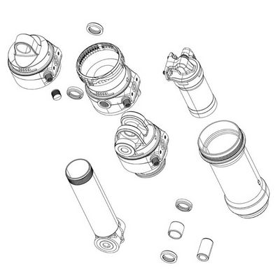 RockShox Vivid C1+ Rear Shock Eyelet Assembly | High-Performance Aluminum Components with Durable O-Rings & Damper Body for 2024+ Mountain Bikes | Standard 37.5 Mount Compatibility