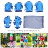 HERCHR Skateboard Pads Protective, 6PCS 6-18 Years Old Knee Protective Gear Kit Adjustable Knee Elbow Palm Guards Wrist Guards Child Safety Protection Pad for Kids Skateboard(Blue) view 3