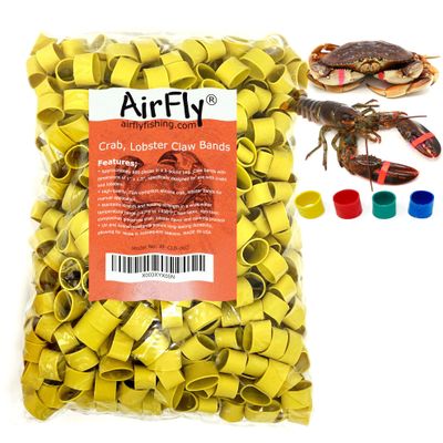 AirFly Crab, Lobster Claw Rubber Bands, Protect Lobsters & Crabs, Cook Safe FDA-Compliant Silicone, Size 1" x 0.5", Made in USA