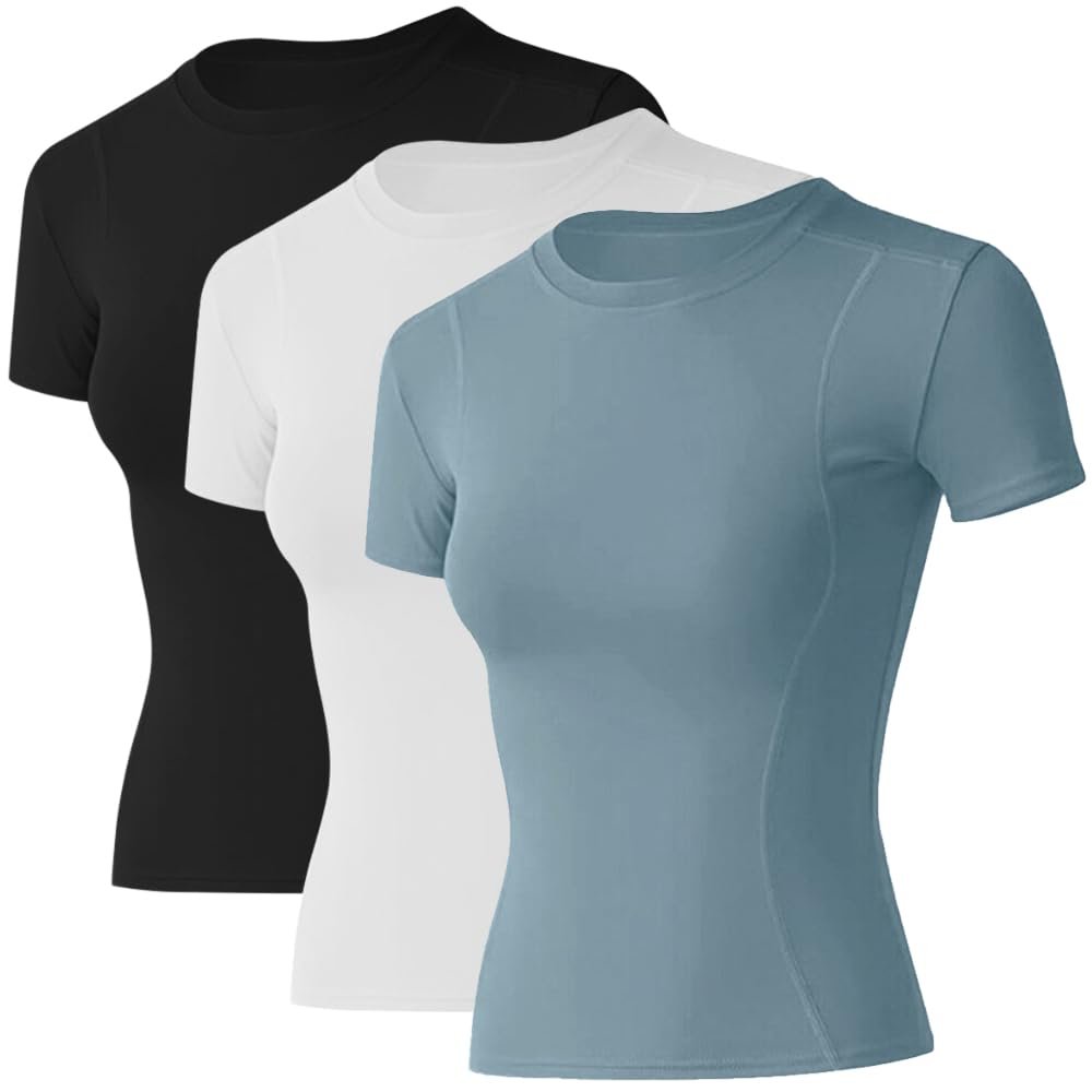Loovoo Womens Basic Tops Fashion Trendy Tops Tight Fitted Clothing Fitness Ladies Sets Girls Summer Cute T-Shits