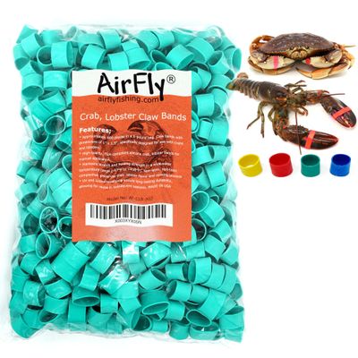 AirFly Crab, Lobster Claw Rubber Bands, Protect Lobsters & Crabs, Cook Safe FDA-Compliant Silicone, Size 1" x 0.5", Made in USA