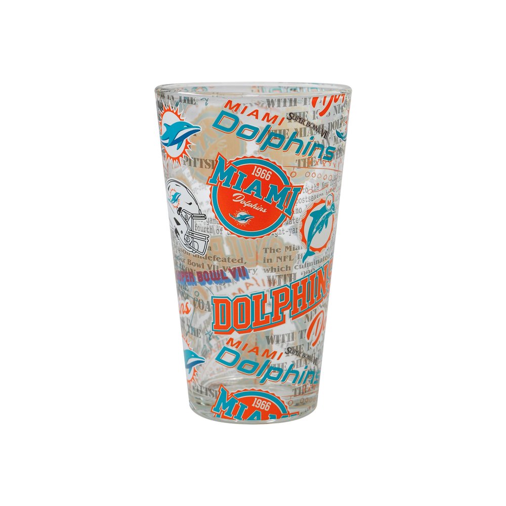 FOCO Miami Dolphins NFL Historic Print Pint Glass
