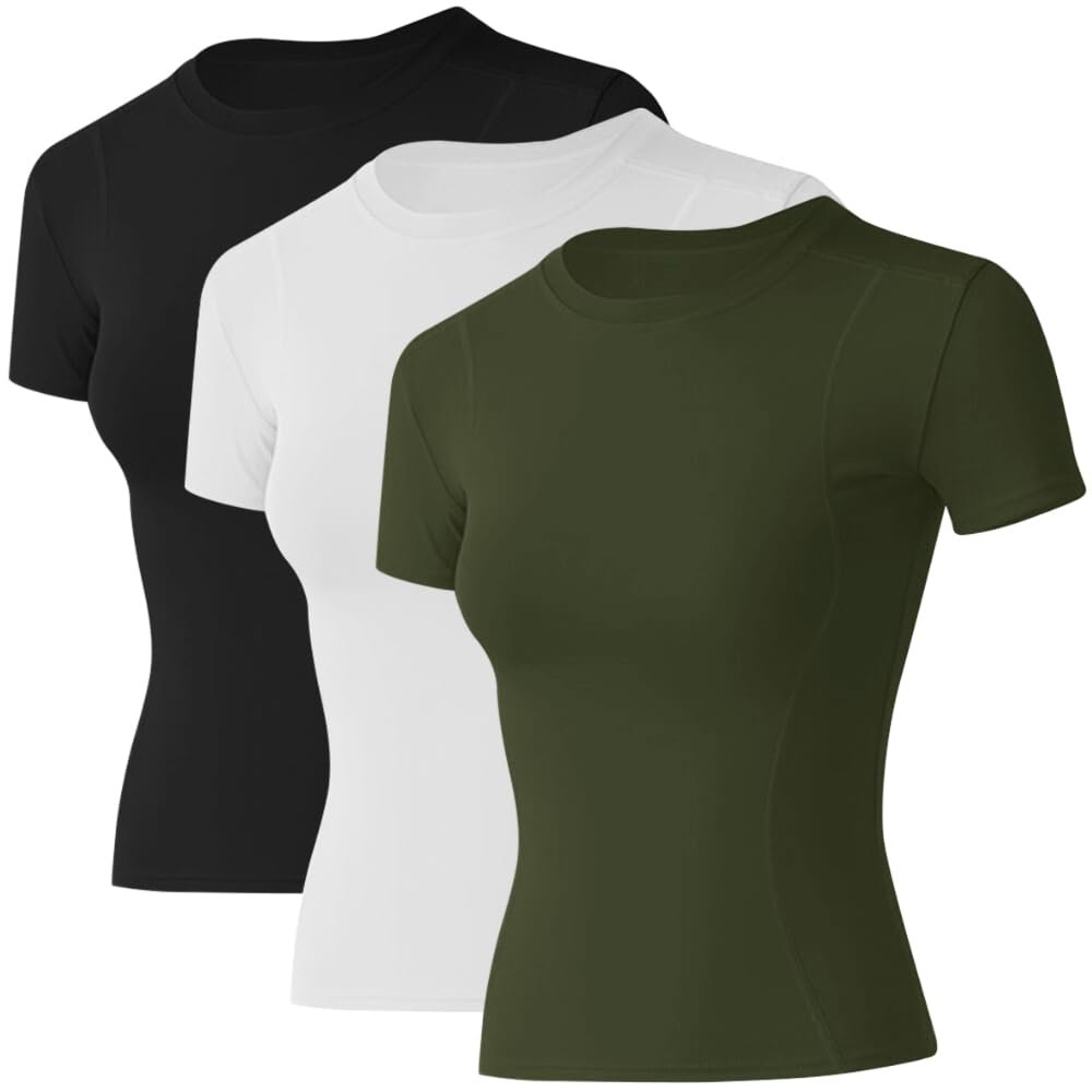 Loovoo Womens Basic Tops Fashion Trendy Tops Tight Fitted Clothing Fitness Ladies Sets Girls Summer Cute T-Shits