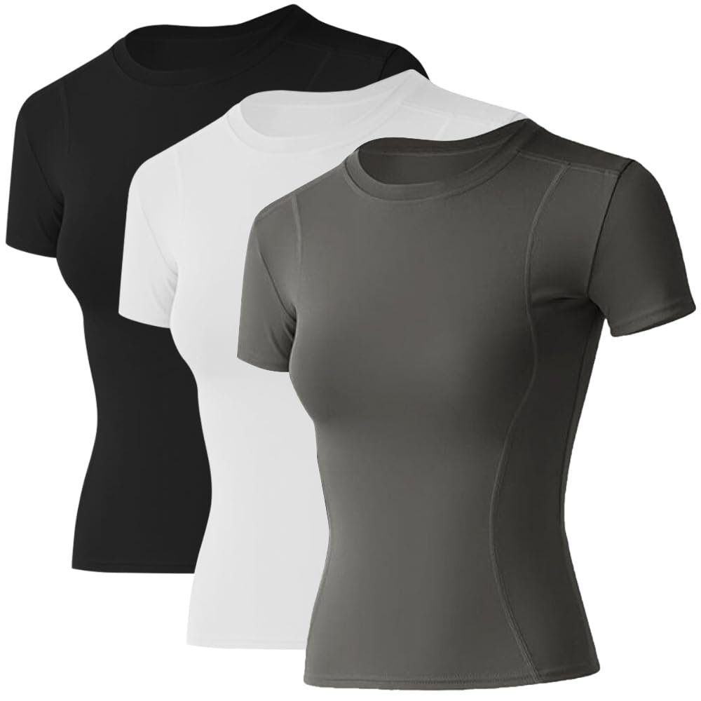 Loovoo Teen Basic Tees for Women Girl Swiftly Dry Pilates Stretch Training Trendy Polyester Summer Lightweight Clothing
