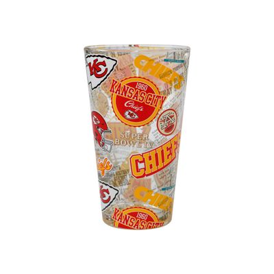 FOCO Kansas City Chiefs NFL Historic Print Pint Glass
