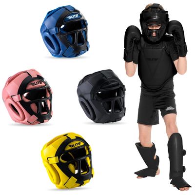 Elite Sports Best Kids Boxing Headgear Youth Wrestling Headgear MMA Kickboxing Muay Thai BJJ Karate Head Guard for Boys Girls (Age 7 to 9 Years Medium, Black)