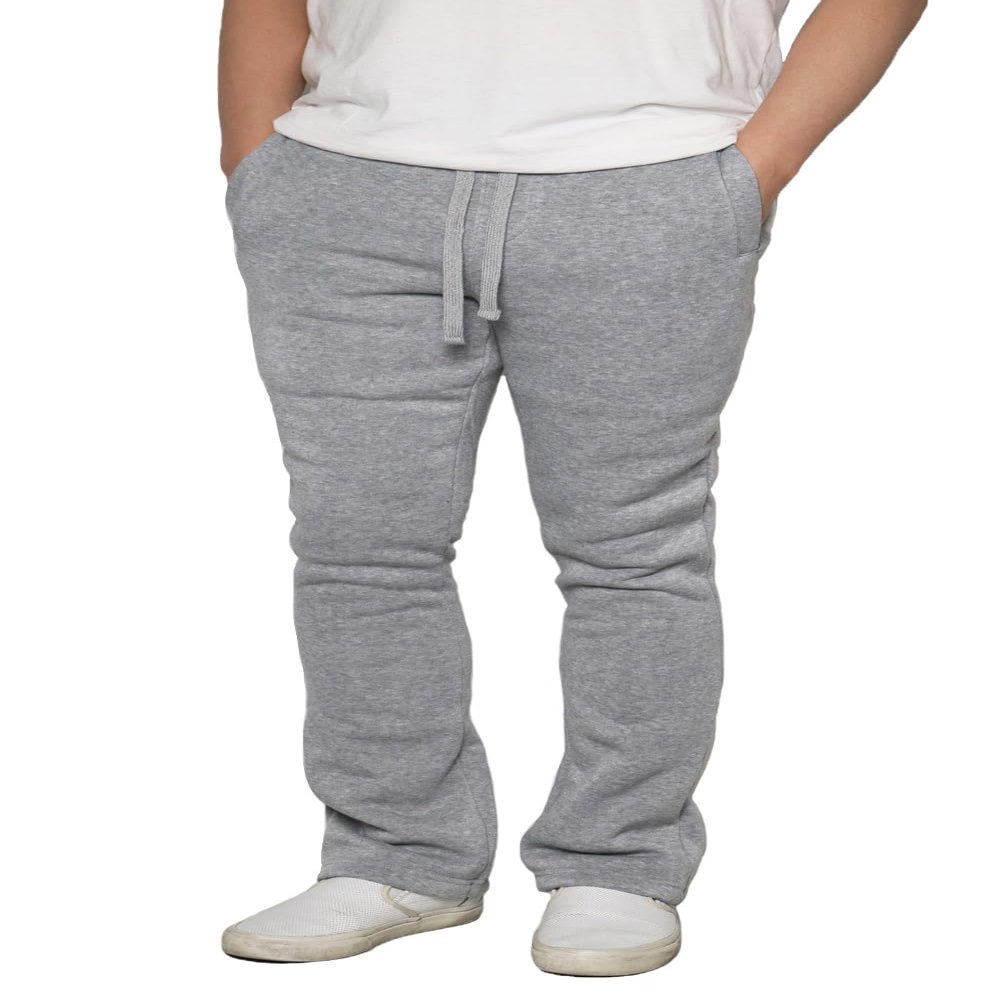URBANJ Men's Flared Fleece Sweatpants Open Bottom Stacked Track Pants (US, Alpha, 3X-Large, Regular, Regular, 091_Flared Grey)