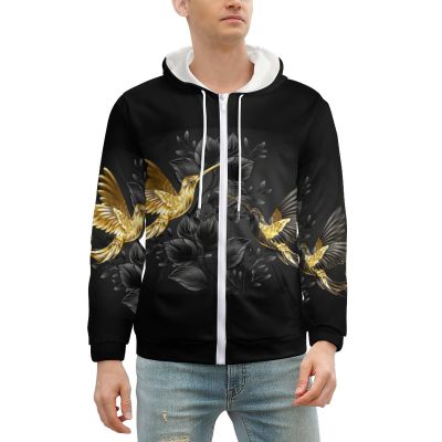 Bright Hummingbird Men's Zip Up Hoodie Lightweight Long Sleeve Hooded Sweatshirt Jacket with Pockets L