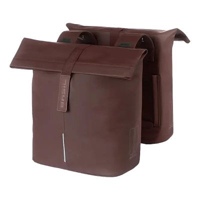Basil City Bicycle Double Bag, 28-32L, Brown, 12 x 29 x 30 cm