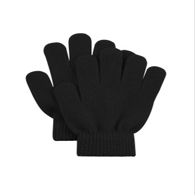 Kids Black Gloves Winter Magic Warm Full Finger Gloves Soft Stretchy Knit Mittens for Toddler Boys Girls Black One Size