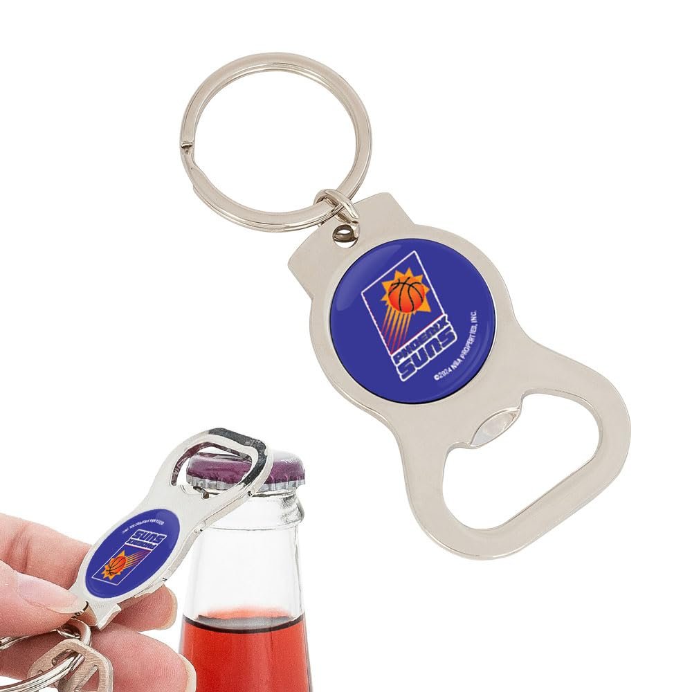 Desert Cactus Phoenix Suns Silver Bottle Opener Key Holder  Official National Basketball League for Car Keys, Backpack  NBA Gift (Silver Bottle VIntage - B)