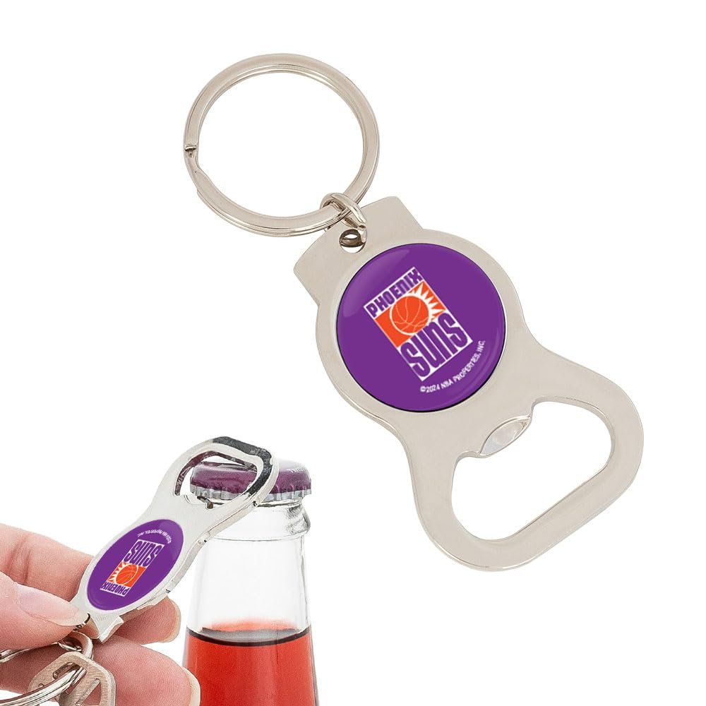 Desert Cactus Phoenix Suns Silver Bottle Opener Key Holder  Official National Basketball League for Car Keys, Backpack  NBA Gift (Silver Bottle VIntage - A)