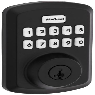 Kwikset 9250TRS-514S Transitional Powerbolt 2 Electronic SmartCode Deadbolt SmartKey with RCAL Latch and RCS Strike Matte Black Finish