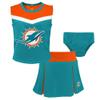 Outerstuff Girls Toddler Aqua Miami Dolphins Spirit Cheer Two-Piece Cheerleader Set with Bloomers view 1