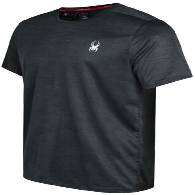Spyder pyder Mens Active Shirts - Quick Dry Athletic Short Sleeve Mens Gym Workout Shirts - Crewneck Shirt for Men, Size Small, Blazing Black