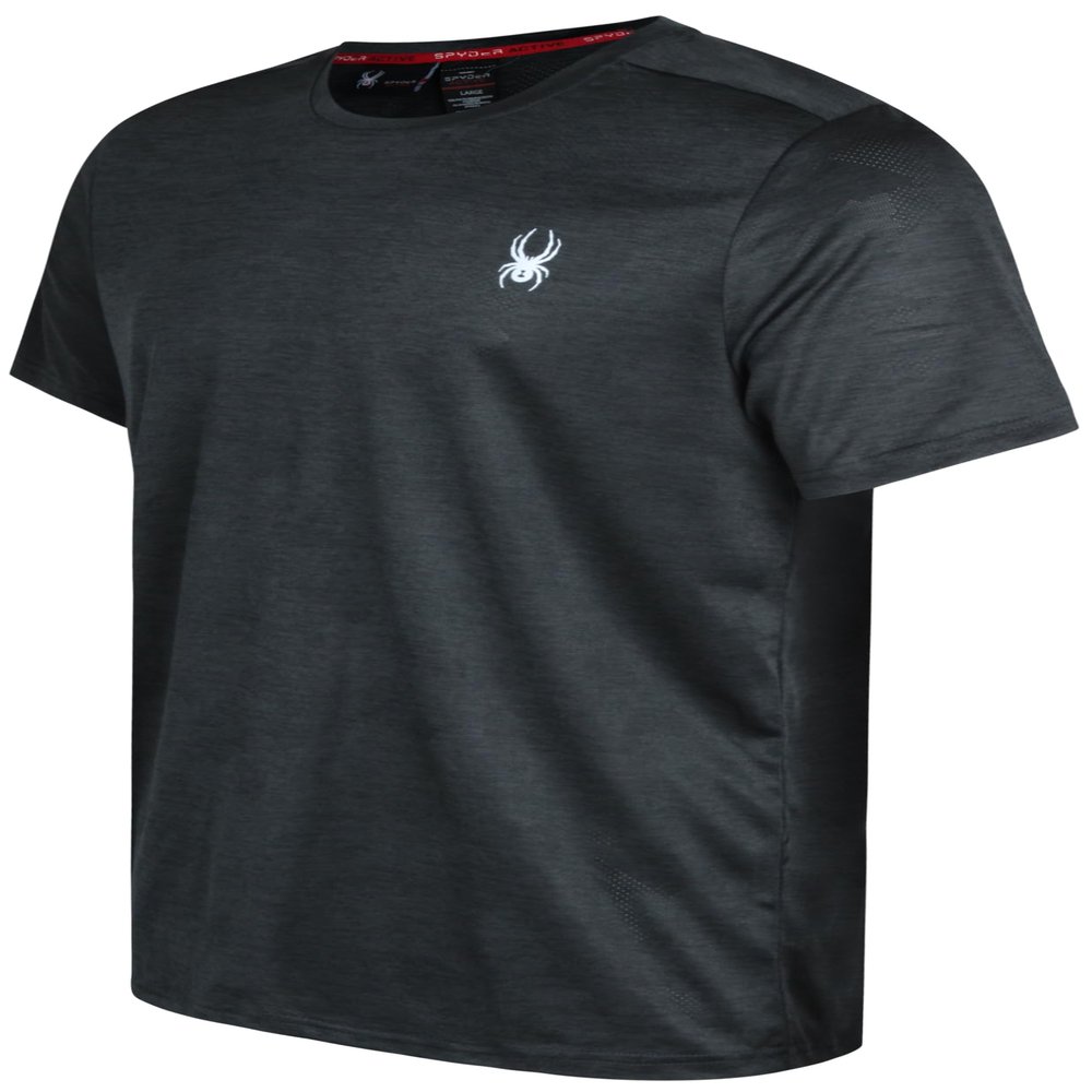 Spyder pyder Mens Active Shirts - Quick Dry Athletic Short Sleeve Mens Gym Workout Shirts - Crewneck Shirt for Men, Size Small, Blazing Black