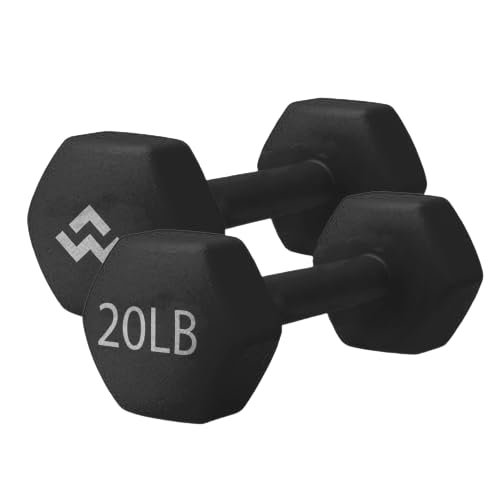 WeCare Fitness Neoprene Coated Dumbbells for Non-Slip Grip (Set of Two) - Black (20)