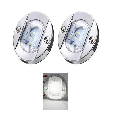 3" Inch Round Chrome Marine Boat Lights White LED Transom Mount Stern Anchor Navigation Lights IP67 Waterproof, Boat LED Stern Lights, Night Fishing Lights,Deck Lights, 12V, Surface Mount