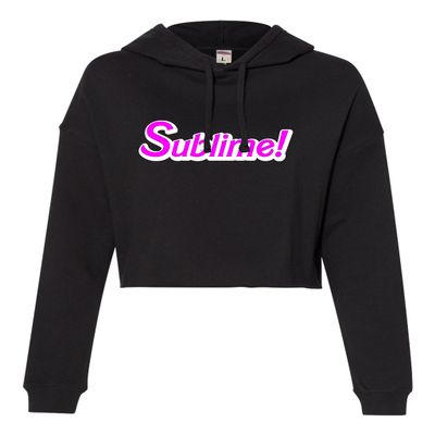 Go All Out Medium Black Women Sublime Funny Movie Exclamation Cropped Hooded Sweatshirt