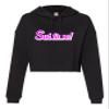 Go All Out Medium Black Women Sublime Funny Movie Exclamation Cropped Hooded Sweatshirt view 1