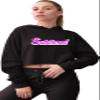Go All Out Medium Black Women Sublime Funny Movie Exclamation Cropped Hooded Sweatshirt view 2