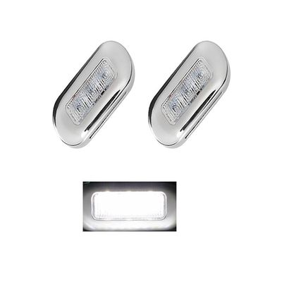 3" LED Oblong Courtesy Light Marine Boat Deck Transom Stern Light for Yacht Pontoon Fishing Boat Kayak Sailboat, Sealed Boat Cabin Lights, 12V, Clear Lens, Surface Mount