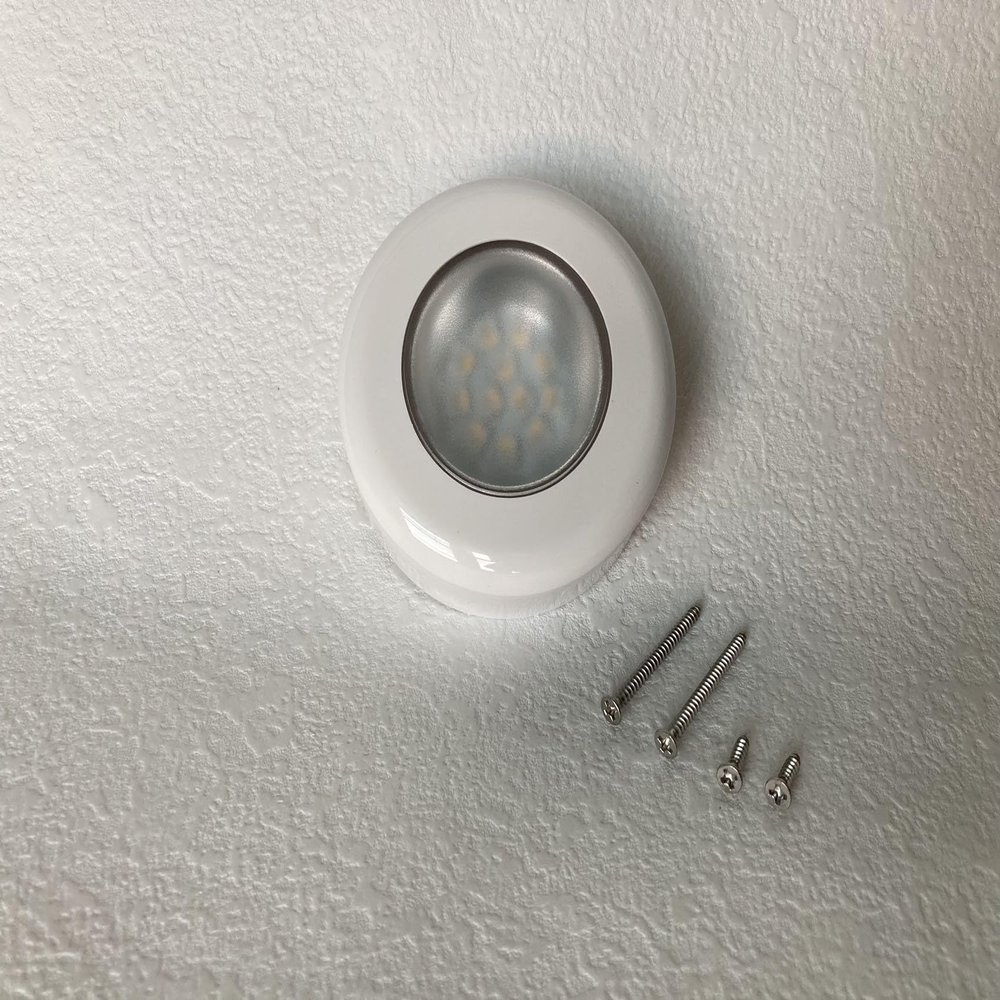 LLD_TK Marine RV Boat Pontoon White LED Courtesy Ceiling Light Glare Free illumination Lens 12V DC Surface Flush Mount White Plastic Housing