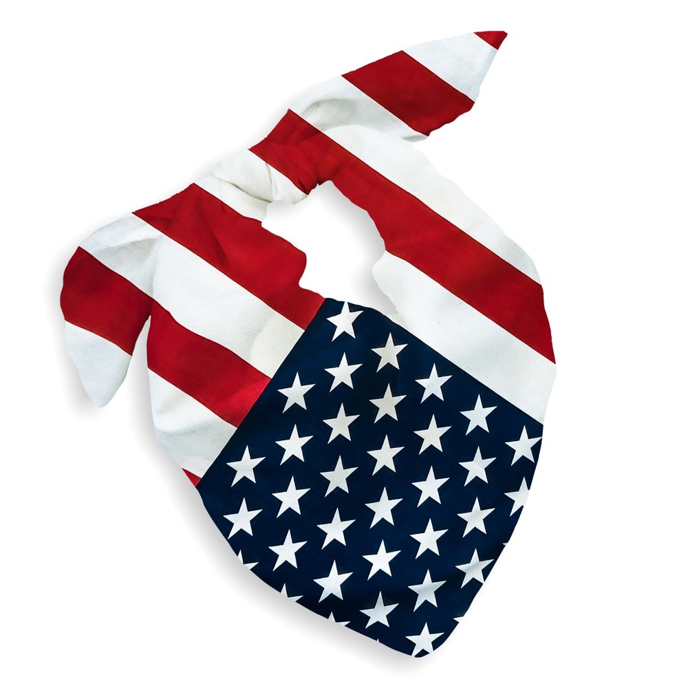 American Flag Bandana for Men Women and Dog - 100% Cotton, 22x22 In, 1 Pack - USA 4th of July Accessory Bandanna Handkerchief