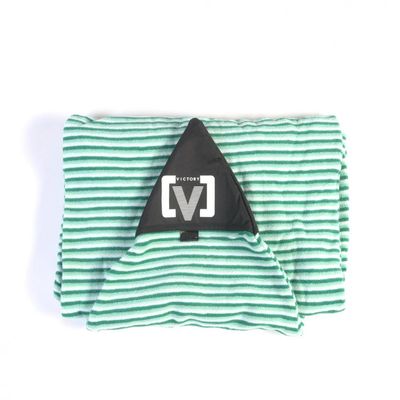 VICTORY DELUXE TERRY SURFBOARD Sock Cover, Shortboard, Board Sock - Lightweight Stretch Surfboard Bag, Protective Poly Nose Breathable Terry Towel Stretch Sleeve/Case (Green/White, 6.6)
