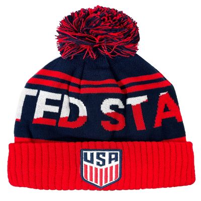 Icon Sports U.S. Soccer Federation Soccer Beanie - United States Unisex Pom Beanie