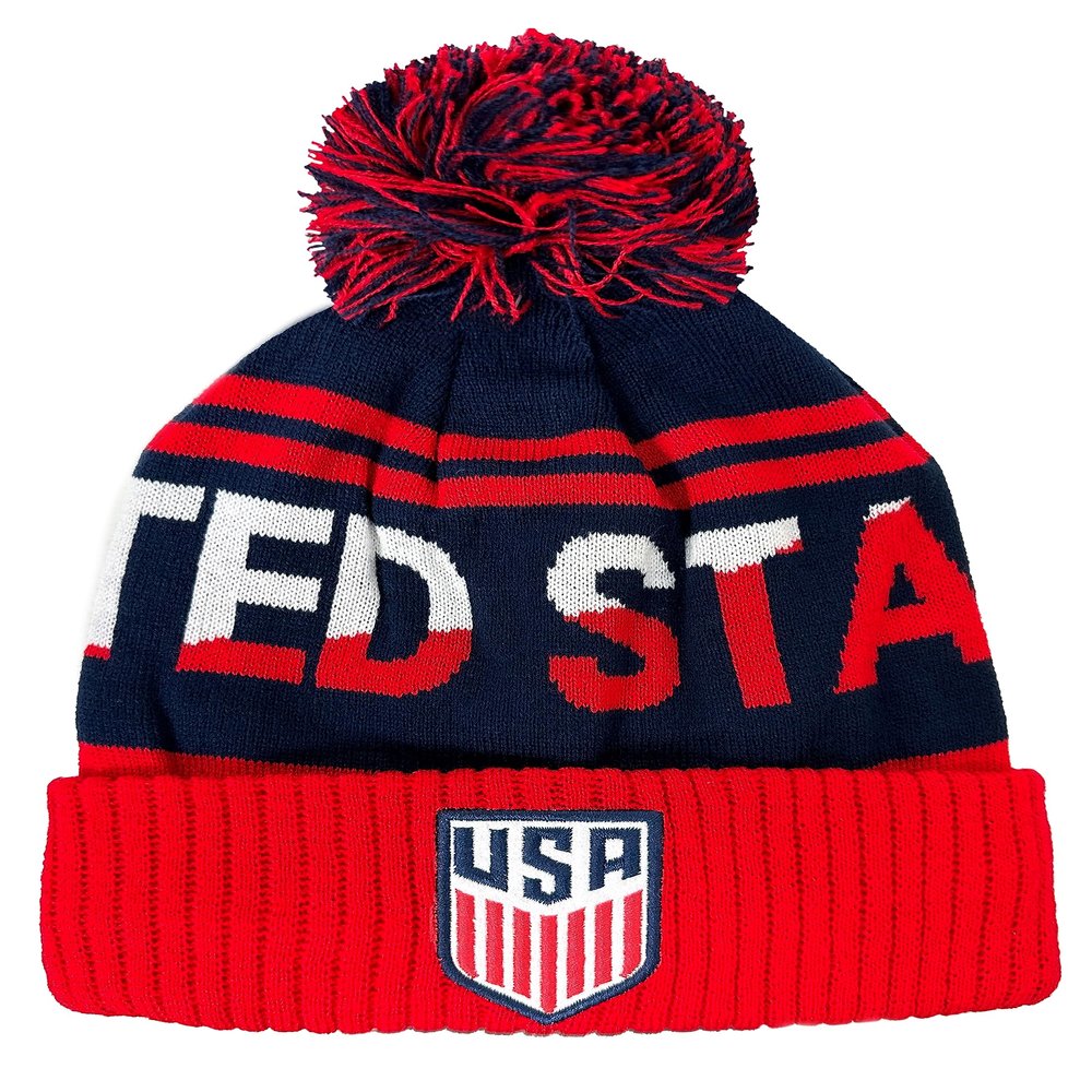 Icon Sports U.S. Soccer Federation Soccer Beanie - United States Unisex Pom Beanie