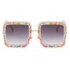 helena Trendy Rhinestone Square Sunglasses Women Oversized Crystal Frame Gradient Lens Party Diamond Eyeglasses (white) view 1