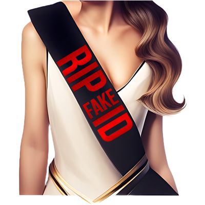 SonaGear Custom Birthday Sash, Rip Fake Id, Happy Birthday Celebration Sash (Black, Rip Fake Id)