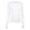 White O-Neck Women's T-Shirt Elegant Yellow Long Sleeve Spring Summer Tee Shirt Casual Slim Elastic Solid Top Female,White,S view 2