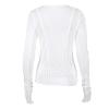 White O-Neck Women's T-Shirt Elegant Yellow Long Sleeve Spring Summer Tee Shirt Casual Slim Elastic Solid Top Female,White,S view 3