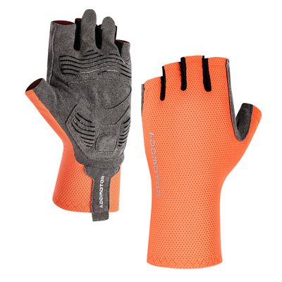 ADDMOTOR Workout Gloves for Men and Women, Breathable Exercise Gloves, SBR Padded Wear Non-Slip & Full Palm Protection Fingerless Gloves for Cycling, Exercise,Gym, Fitness and Training (Orange M)