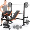Fostoy Adjustable Weight Bench with Leg Extension, Preacher Curl & Butterfly Arm, 990lbs Heavy Duty Bench Press for Full Body Home Gym Workout (Orange 6 in 1) view 1