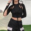 Fashion High Street Casual Cotton Tshirt Women Spring Summer Black Slim Streetwear Bow Bandage T Shirt Ladies Top,Black,L view 3