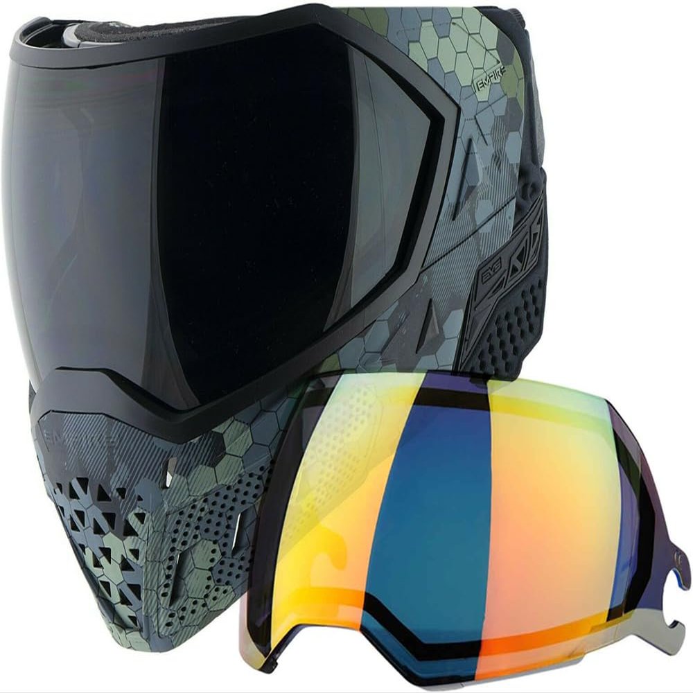 Empire EVS Paintball Mask/Goggle HEX - 3 Quick Change Thermal Lenses Clear, Smoke, Fire Mirror
