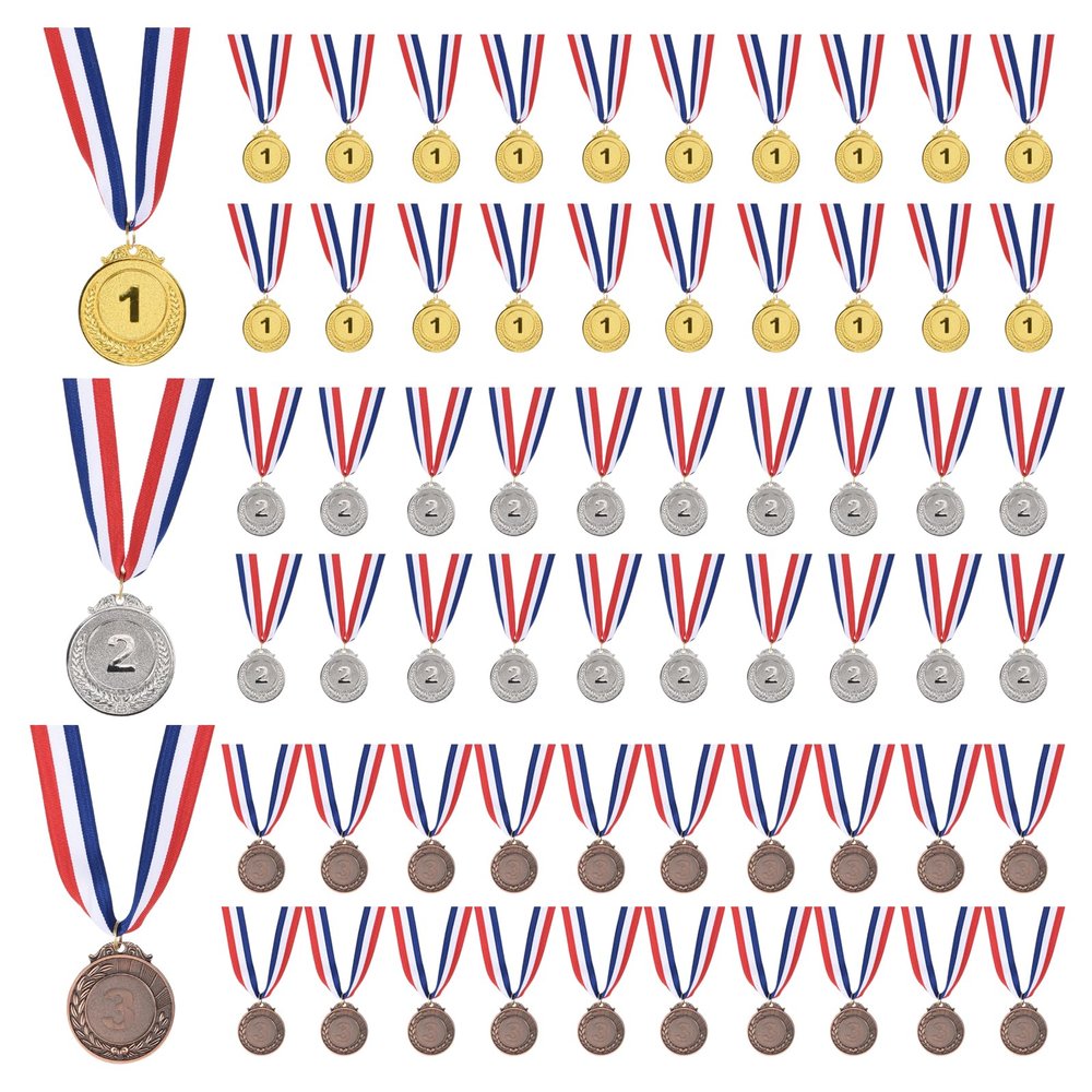 PATIKIL 60 Pieces Gold Silver Bronze Award Medals, 2-Inch Award Medals 1st 2nd 3rd Prizes with Ribbon for Team Games Sports Competitions