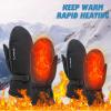 Children's Adult Heating Gloves Double Sided Heating USB Heating Electric Heating with Finger Toddler Snow Mittens (B, One Size) view 3