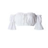 Crop Tops Women Summer Lantern Sleeve Sexy Strapless Beach Tops Red Black White Ruched Crop Top,White,XL view 1