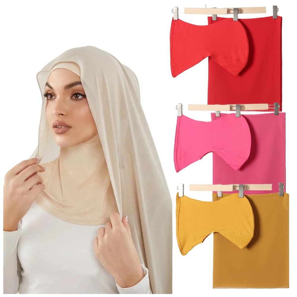 Cntqiang Muslim Chiffon Shawl Hijab with Matching Undercap Neck Full Cover Hijab Underscarf Wrap Scarves Turban