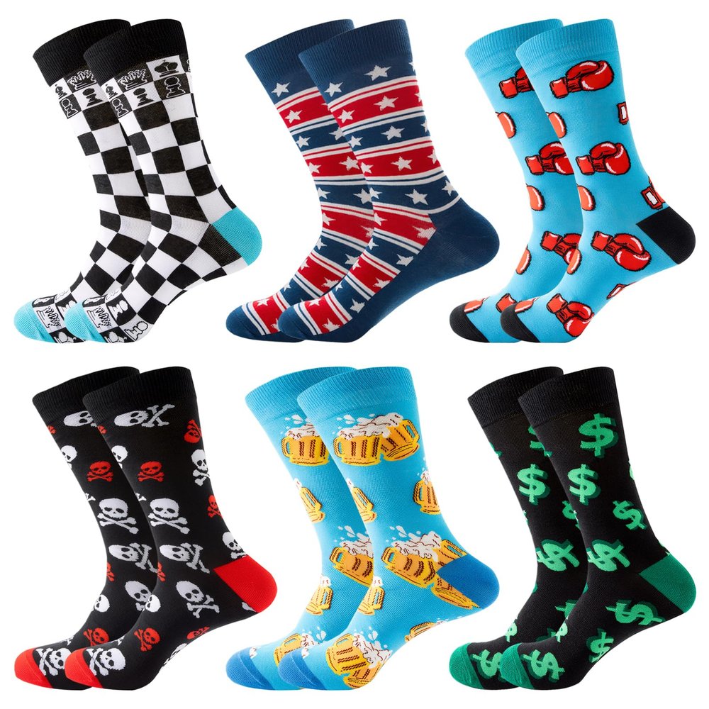 DRASEX Men's Funny Dress Socks Colorful Striped Pattern Novelty Funky Fun Cozy Crazy Cotton Casual Crew Sock