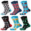 DRASEX Men's Funny Dress Socks Colorful Striped Pattern Novelty Funky Fun Cozy Crazy Cotton Casual Crew Sock view 1