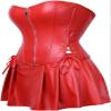 DKCHENH Women's Punk Rock Faux Leather Steampunk Corset gothic bustier skirt set costume.red bustier,7X-Large Skirt. view 2