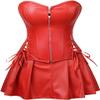 DKCHENH Women's Punk Rock Faux Leather Steampunk Corset gothic bustier skirt set costume.red bustier,X-Large Skirt. view 1