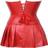 DKCHENH Women's Punk Rock Faux Leather Steampunk Corset gothic bustier skirt set costume.red bustier,X-Large Skirt. view 3