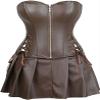 DKCHENH Women's Punk Rock Faux Leather Steampunk Corset gothic bustier skirt set costume.Brown bustier,4X-Large Skirt. view 1